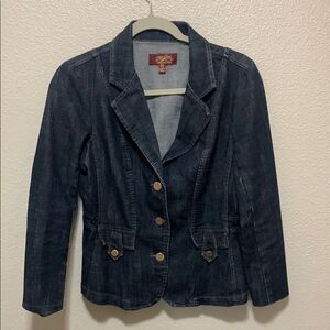 one 5 one Blue Jean Jacket with Notched Lapel